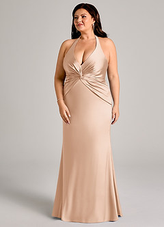 Azazie Valerie Suknie dla druhen Syrena Pofałdowany Satyna elastyczna Do ziemi Sukienka image11