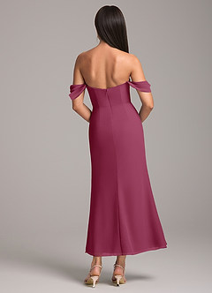 Azazie Saige Vestidos de damas de honor Vestido de Mora de Gasa de Corte Recto Convertible con Vestidos sin tirantes image5