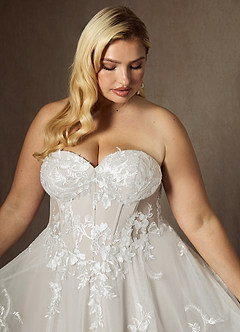 Azazie Aurorie Vestidos de novia Vestido de Diamante Blanco de Tul de Corte en A con Lentejuela image11