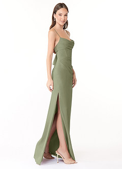 Azazie Mai Bridesmaid Dresses Pistachio Sheath Pleated Chiffon Dress image3