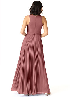 Azazie Lindie Robes de demoiselle d'honneur Robe Trapèze en Mousseline de soie Plissé à encolure dégagée Améthyste image2