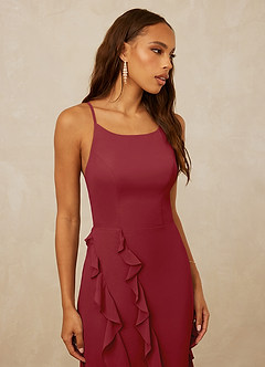 Christian Siriano Bridal for Azazie 1006 Bridesmaid Dresses Pomegranate Mermaid Ruched Chiffon Dress image6