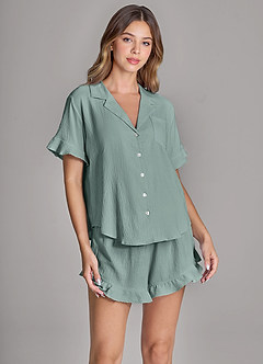 front Ruffled Cloud-Soft Pajama Set