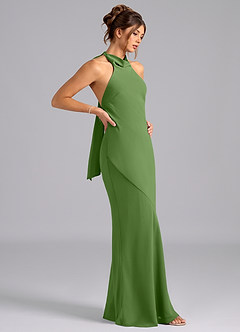 Azazie Velli Bridesmaid Dresses Basil Mermaid High Neck Chiffon Dress image4