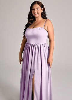 Azazie Calianna Bridesmaid Dresses Frosted Lilac A-Line Off the Shoulder Stretch Satin Convertible Dress image11
