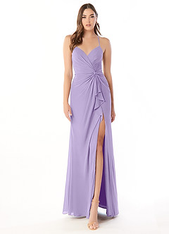 Azazie Aribella Bridesmaid Dresses Lilac Sheath Ruched Chiffon Dress image1