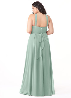 Azazie Dixie Bridesmaid Dresses Agave A-Line Halter Pleated Chiffon Dress image10