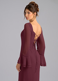 Azazie Leone Bridesmaid Dresses Cabernet Mermaid Corset Chiffon Dress image2