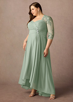 Azazie Anne vestidos de madre de la novia Vestido de Salvia Polvorienta de Encaje de Recto con Corazón Lentejuelas image14