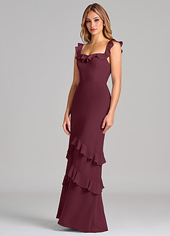 Azazie Marilynn Final Sale Cabernet Mermaid Off the Shoulder Chiffon Dress image7