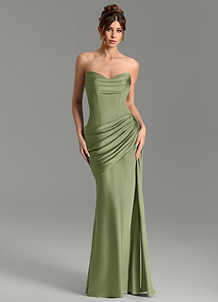 Azazie Zorah Bridesmaid Dresses Garden Sage Mermaid Corset Stretch Satin Convertible Dress image3