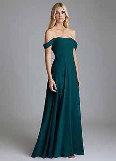 Azazie Seriana Brudtärnklänningar Klä av A-Linje i Chiffong Av axeln Tallgrön image4