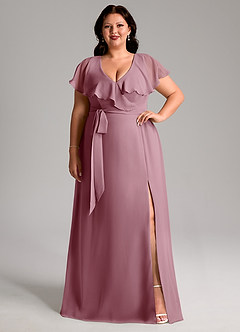 Azazie Lainey Bridesmaid Dresses Vintage Mauve A-Line with Pockets Chiffon Dress image8