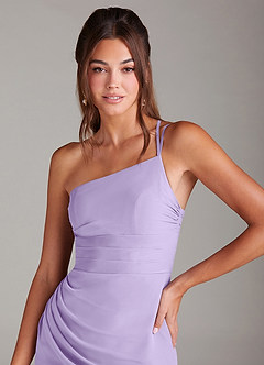 Azazie Eren Brautjungfernkleider Etui One-Shoulder Chiffon Kleid Flieder image6