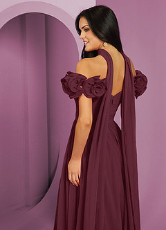 Barbie ♥ Azazie Abiti da Damigella Abito Convertibile A-Line in Chiffon a Spalla Scoperta Cabernet image19