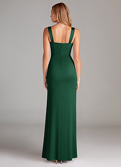 Azazie Denice Bridesmaid Dresses Dark Green A-Line Pleated Stretch Satin Dress image2