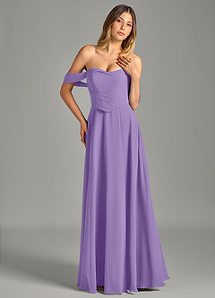 Azazie Chelsey Vestidos de damas de honor Vestido de Tahití de Gasa de Corte en A Convertible con Vestidos sin tirantes image4