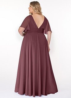 Azazie Pamela Bridesmaid Dresses Sangria A-Line V-Neck Pleated Chiffon Dress image13