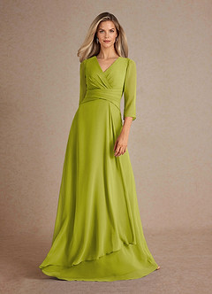 Azazie Mayfield Mère de la mariée Robes Robe Trapèze en Mousseline de soie Plissée Citronnelle image5