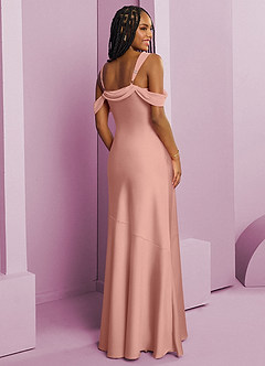 Barbie ♥ Azazie Bridesmaid Dresses Rosette Sheath Pleated Stretch Satin Dress image2