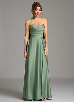 Azazie Ayla Brudtärnklänningar Klä av A-Linje i Stretch Satin Korsett Matcha image4