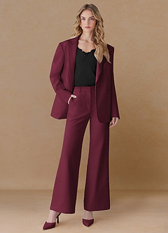 front Amelia Burgundia Wyrafinowana, tkana, oversize'owa marynarka