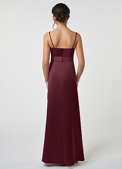 Azazie Anina Junior Cabernet A-Line Bow Matte Satin Dress image3