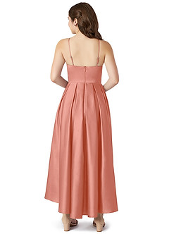 Azazie Jemima Junior Coral A-Line with Pockets Stretch Satin Dress image2