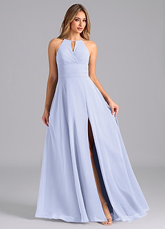 Azazie Denver Bridesmaid Dresses Lavender A-Line Pleated Chiffon Dress image3