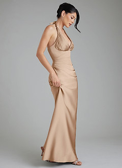 Azazie Torrance Bridesmaid Dresses Taupe Mermaid Corset Stretch Satin Dress image7