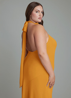 Azazie Velli Bridesmaid Dresses Butterscotch Mermaid High Neck Chiffon Dress image14