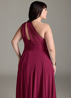 Azazie Charlize Brautjungfernkleider A-Linie One-Shoulder Chiffon Kleid Burgunderrot image13