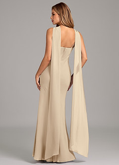 Azazie Kinsley Vestidos de damas de honor Vestido de Champán de Gasa de Corte Sirena con Plisado image2