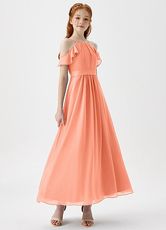 Azazie Chaya Junior Sunset A-Line Off the Shoulder Chiffon Dress image6