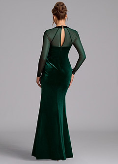 Azazie Megan Vestidos de damas de honor Vestido de Esmeralda de Malla de Corte Sirena con Manga larga image2