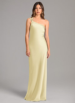 Azazie Monroe At-home Try On Dresses English Rose Mermaid One Shoulder Stretch Satin Dress image4