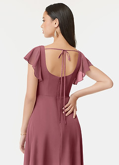 Azazie Bondi Bridesmaid Dresses Desert Rose A-Line Ruffled Chiffon Dress image3