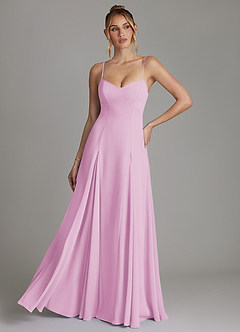Azazie Imani Bridesmaid Dresses Candy Pink A-Line Sweetheart Neckline Chiffon Dress image1