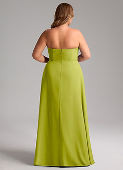 Azazie Wren Vestidos de damas de honor Vestido de Hierba De Limón de Gasa de Corte en A Convertible con Corte Lateral image15