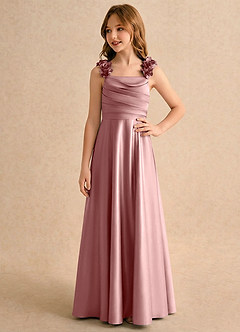 Azazie Rosita Girls Formal Flower Girl Klänningar Klä A-Line i Stretch Satin Plisserad image4