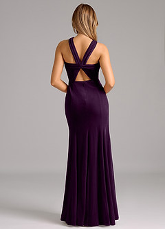 Azazie Rue Bridesmaid Dresses Grape A-Line Pleated Velvet Dress image2