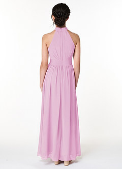Azazie Iman Junior Candy Pink A-Line Pleated Chiffon Dress image2