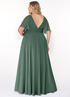 Azazie Pamela Bridesmaid Dresses Sea Moss A-Line V-Neck Pleated Chiffon Dress image7