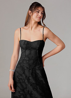 Azazie Valentine Bridesmaid Dresses Black A-Line Sweetheart Neckline Floral Burnout Dress image6