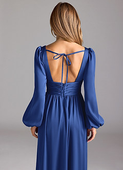 Azazie Norah Bridesmaid Dresses Royal Blue A-Line Stretch Satin Dress image6