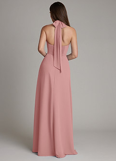 Azazie Myra Bridesmaid Dresses Dusty Rose A-Line High Neck Chiffon Dress image2
