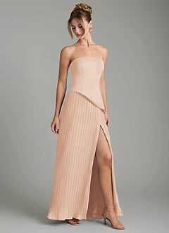 Azazie Tierney Robes de demoiselle d'honneur Robe Trapèze Convertible en Mousseline de soie Sans bretelles Rose Anglais image6