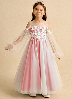 Azazie Zimi vestidos de niña de las flores Vestido de Coral de Tul de Princesa con Escote de Corazón image2