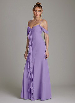 Azazie Karmela Bridesmaid Dresses Tahiti A-Line Off the Shoulder Chiffon Dress image5