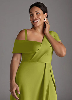 Azazie Milton Mère de la mariée Robes Robe Trapèze en Satin extensible Plissée Citronnelle image14